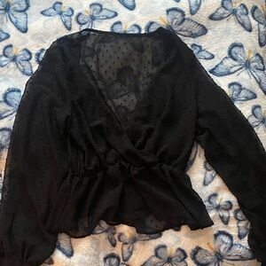 Elegant Black Sheer Women's Top